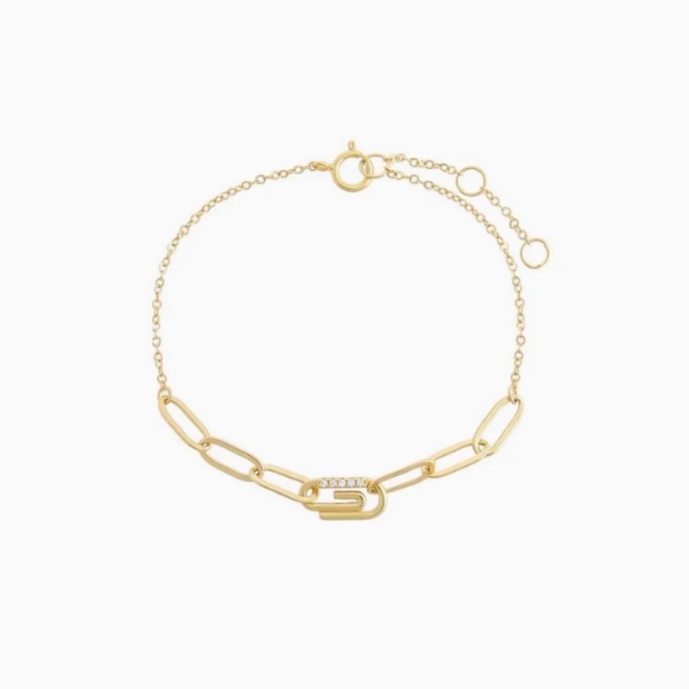 Adina Eden Pavé Safety Pin Paperclip Bracelet